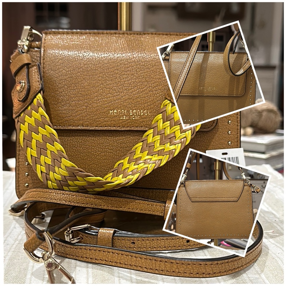 🔥 Authentic Henri Bendel Stanton Mini Studded Crossbody w/Woven Top Handle 🔥